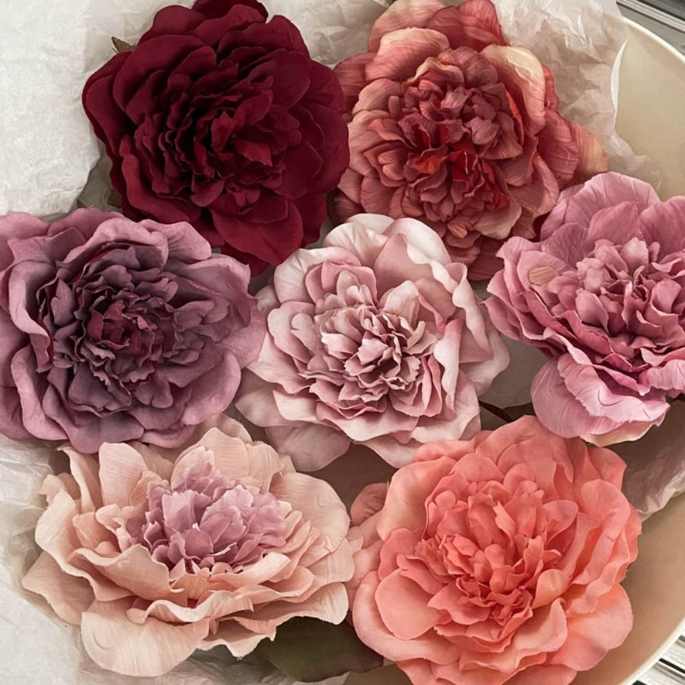 Söt blomma pion blomma hårspänne stora hårspännen håraccessoarer konstgjorda blommor hårnålar bohemiska sidohårspännen bröllop