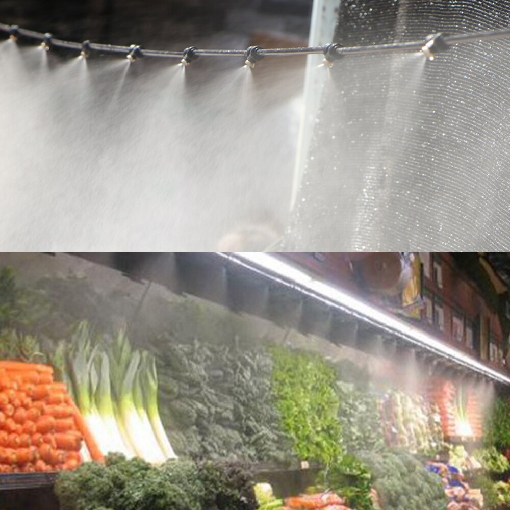 Brass Atomizing Nozzles 1/4 Inch Sliding Lock Tee Connector Garden Spray Nozzle Kit For Outdoor Patio Atomization Cooling System