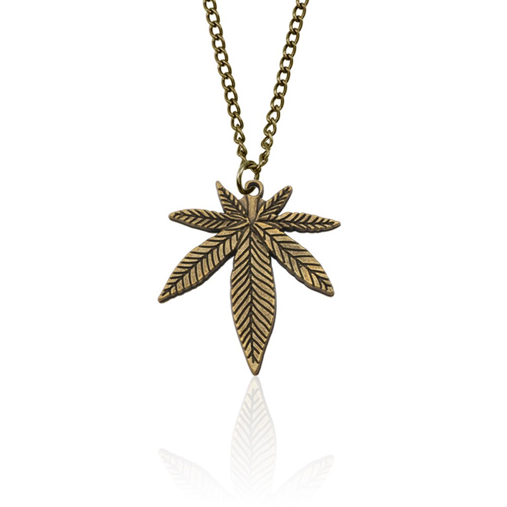 Maple Leaf Halskette Hanf Blatt Anhänger Charme Goldene Lange Kette Halskette Für Frauen Männer Schmuck Zubehör: Bronze