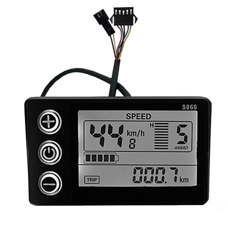 Electric Bicycle Display 24V/36V/48V SM Connector LCD Display S866 Controller Panel Dashboard for Electric Bicycle Ebike: Default Title
