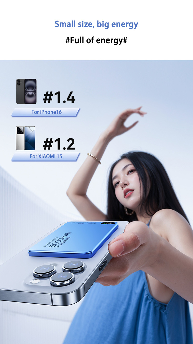 Originale powerbank aus aluminiumlegierung, ersatzakku für iphone 16, 15, 14, 13, 12, kabelloses schnellladegerät, magnetische powerbank mit magsafe-anschluss