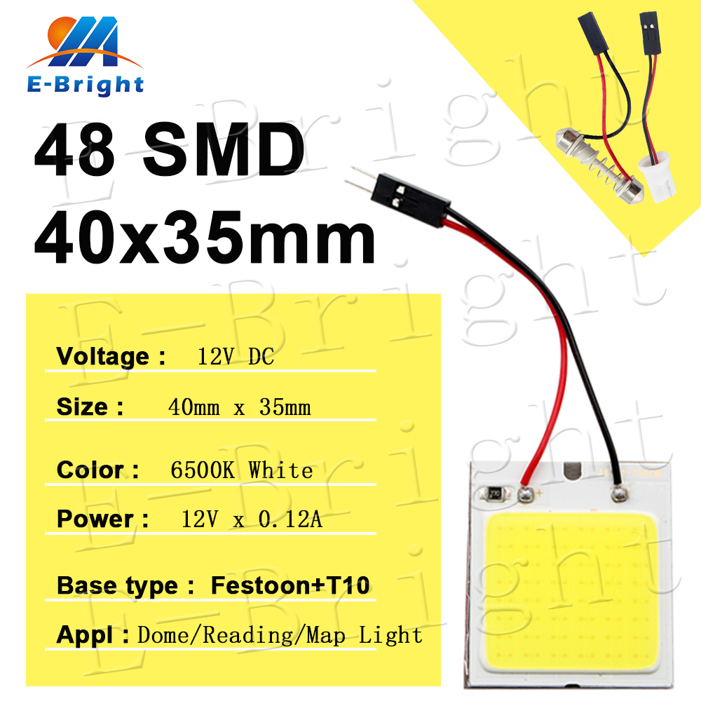 Luz de lectura para coche T10 festón W5W C5W T4W LED COB Panel lámparas vehículo Interior lámpara de lectura luz de techo luz de mapa DC 12V