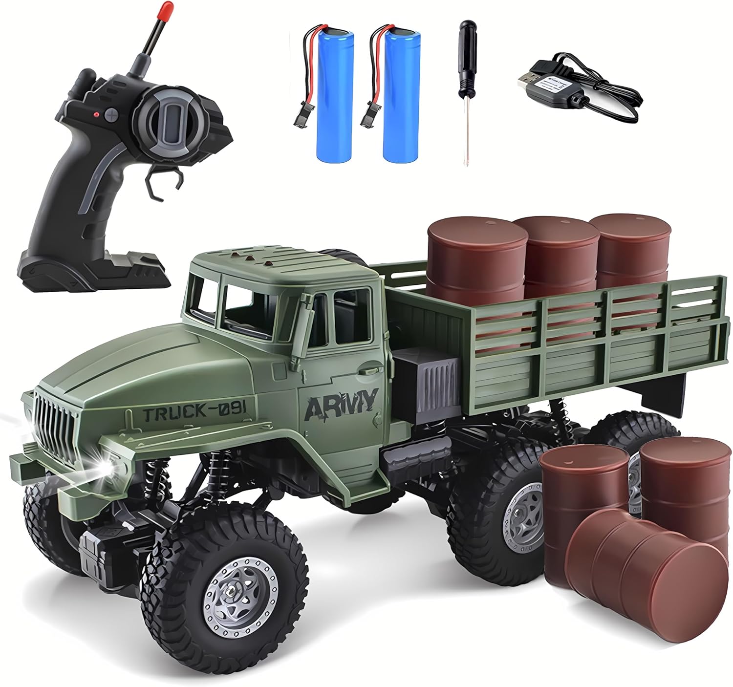 Camion militaire RC 6x6, voiture télécommandée sur route, échelle 1/16, camion télécommandé 4WD, véhicule de Transport de l'armée de roche tout Terrain, jouet Ve