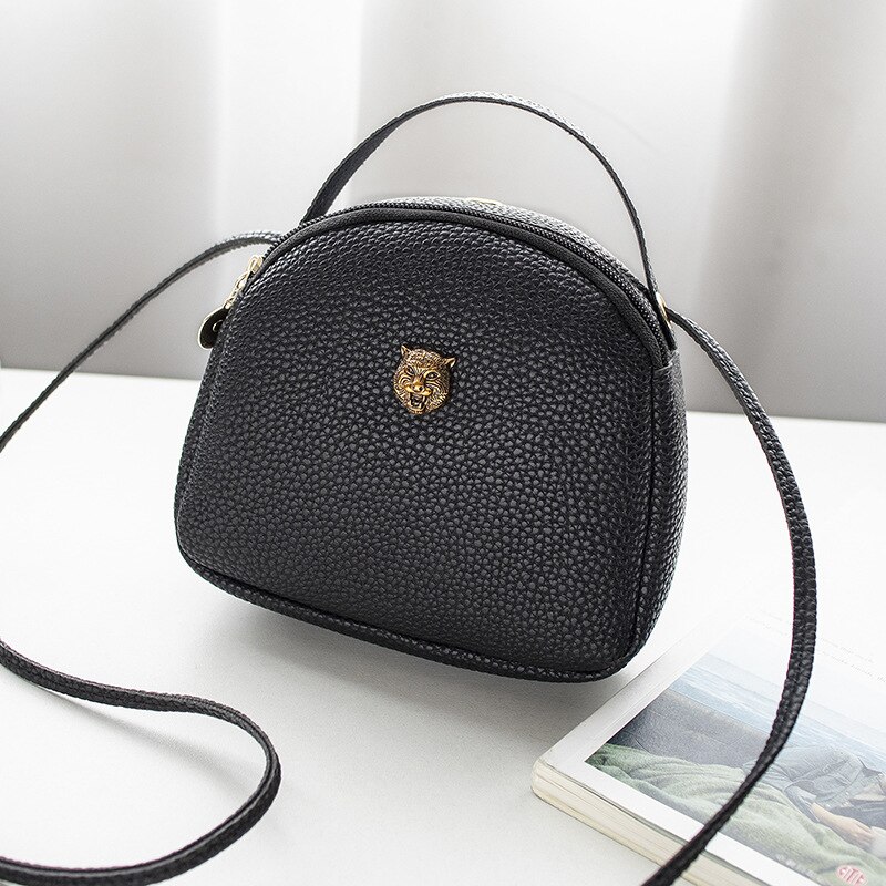 Dames handtas tijgerkop schouder/crossbody tas mini draagbare tas portemonnee lente modellen: Zwart
