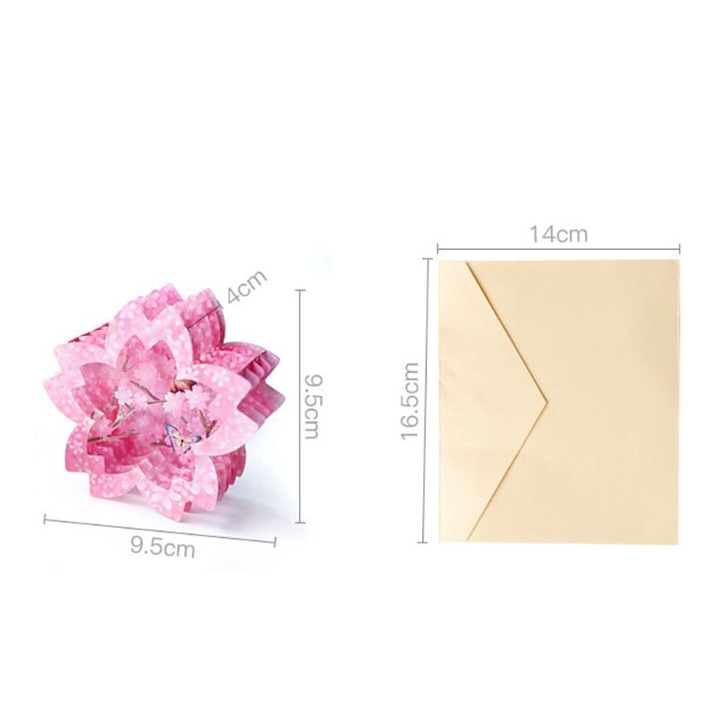 3D Pop Up Romantic Cherry Blossom Carving Box Wedding Invitation Card Birthday Christmas Mother's Day Gif