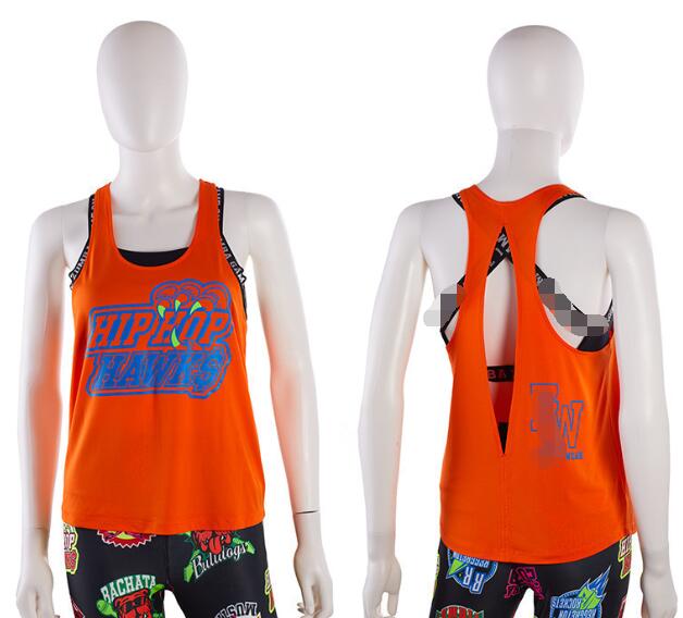 Fit funky damstickade bomullskläder zum fitnesskläder tshirt toppar tshirtv-ringning  t2085