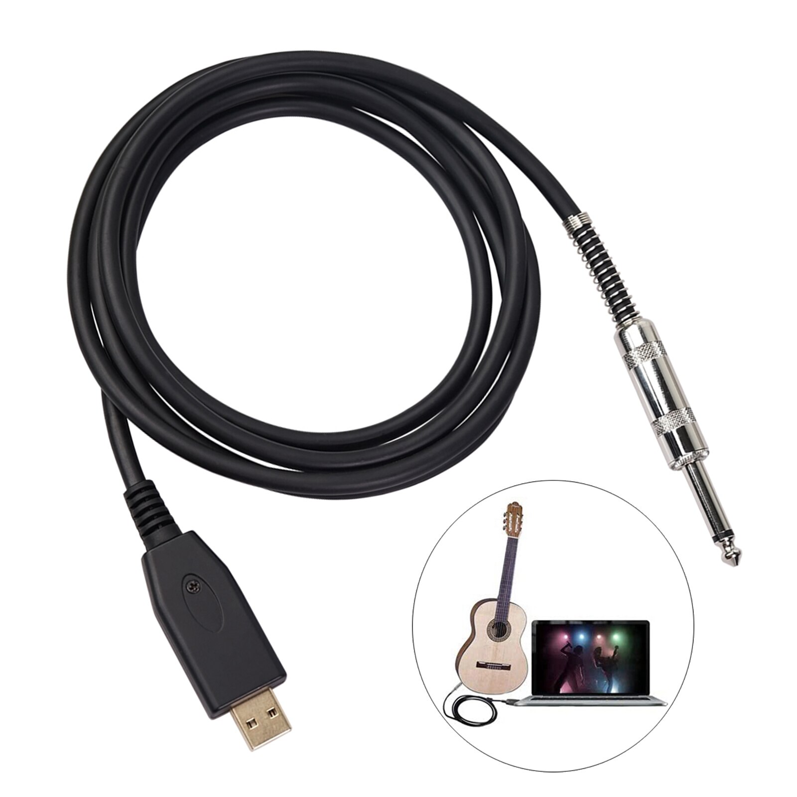 3m USB Guitar Cable USB to 6.35mm Guitar Interface USB to TS 1/4 guitar Jack Cable for Guitar Bass to Computer Music Recording