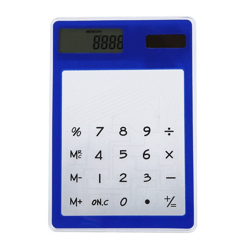 Ultradunne Touch Screen 8 Digit Zonne-energie Transparante Calculator Office Supply