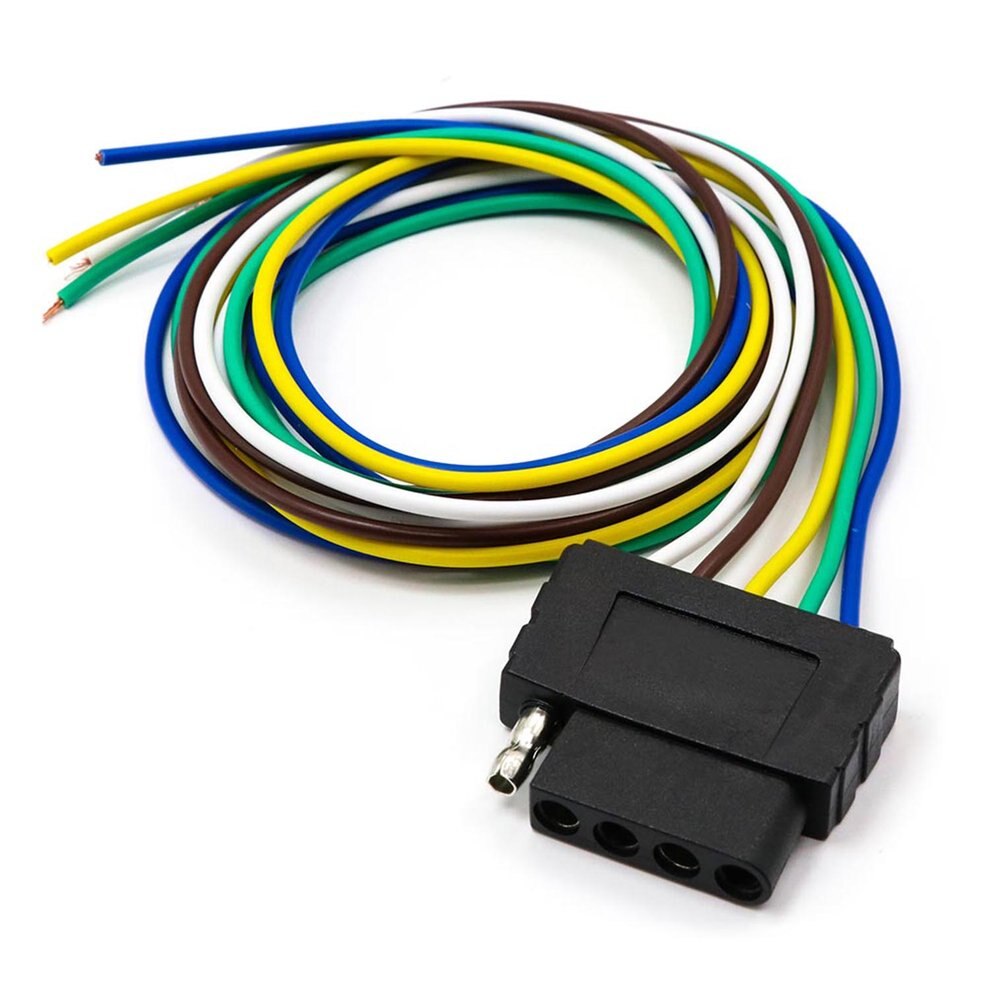 5-Way Flat Trailer Wire Harness Extension Connector Socket With 36 inch Cable Length End Connector 12V Output