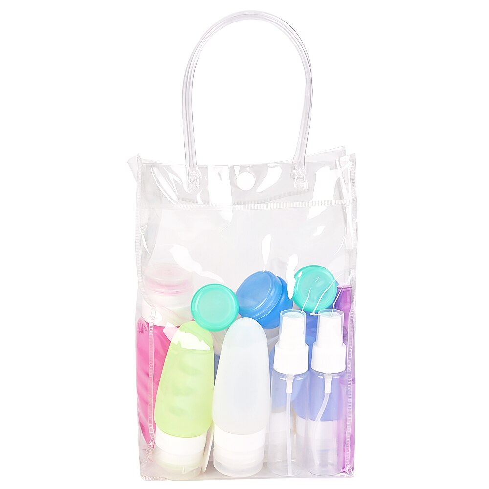 Doorzichtige standtas met drukknoop, transparante pvc-wikkeltas met handvatten, 1 st.