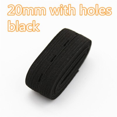 DIY Nähzubehör 15mm 20mm 25mm 30mm Knopfloch Gummiband Weiß Schwarz Knopfloch Hosen Taille verstellbar 1/5 Meter: Schwarzes Nickel / 16mm