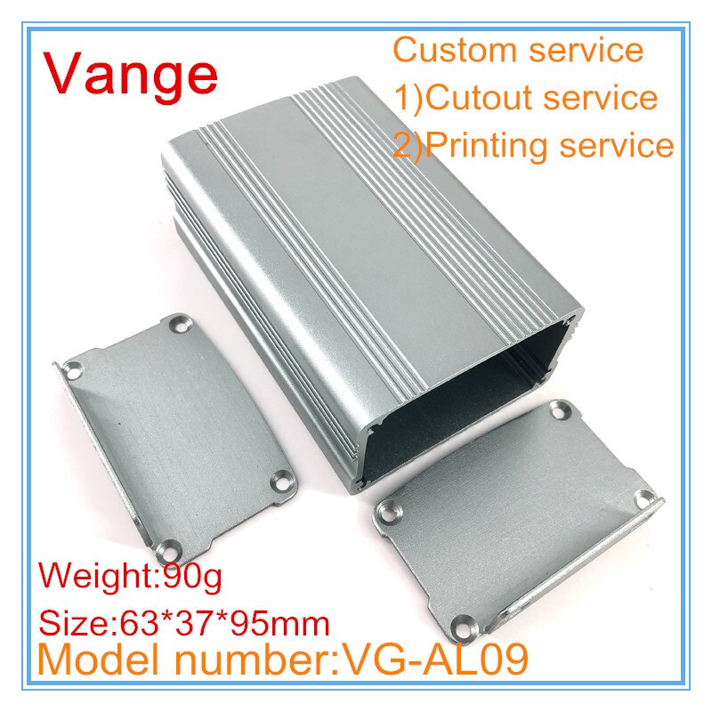 2 stks/partij zandstralen oppervlak geëxtrudeerd aluminium behuizing diy case 6063-T5 geïnjecteerd ijzer grijs 63*37*95mm voor mixer apparatuur