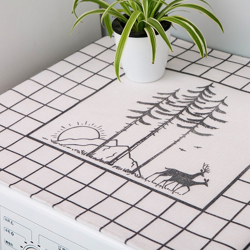 Celosía impresa para lavadora, funda a prueba de polvo para horno microondas, cubierta superior para refrigerador, con bolsillo, tela para muebles