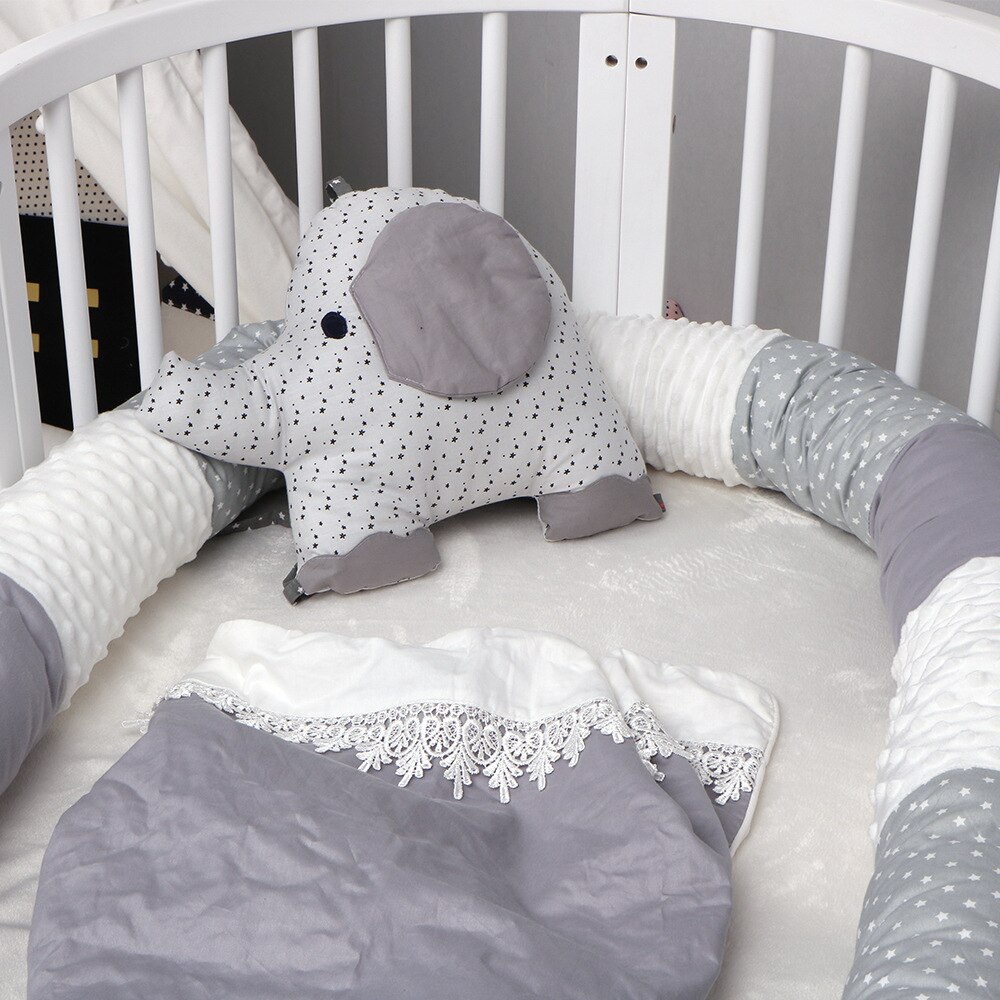 Newborn Baby Bed Splice Bumper Long Pillow Children Sleeping Anti-collision Bed Back Children Room Bumper Bedding Decoration: Grey 250cm