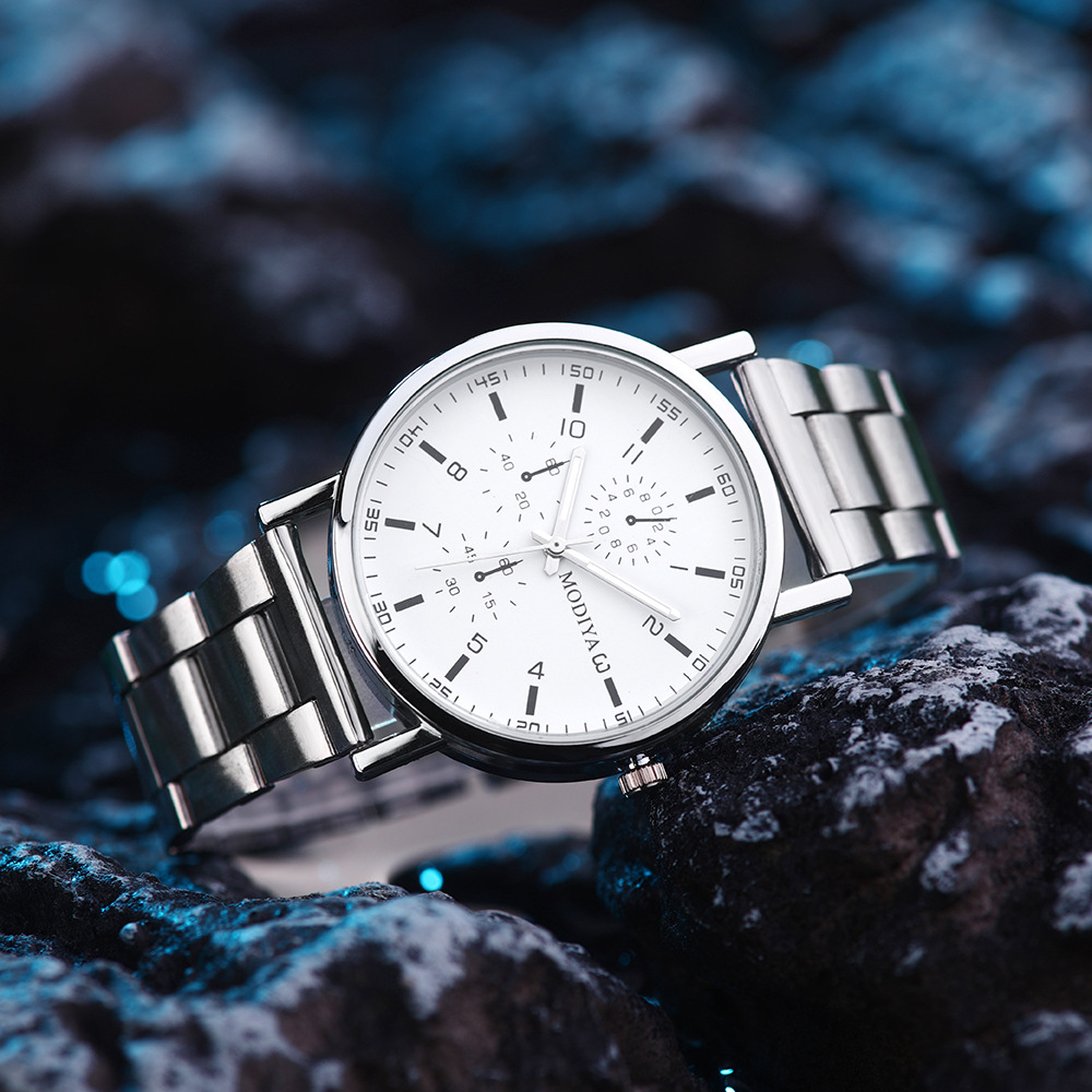 Casual Business Riem Heren Horloge Quartz Horloges Prachtige Verschijning Minimalistische Heren Horloges Mannen Horloges: Three-eyed white