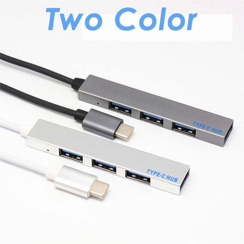 -Type-C USB Hub 4 Port Alloy USB-C 3.1 to USB 2.0 Type C OTG Fast Transfer LED Light for Laptop PC Mouse Macbook Huawei