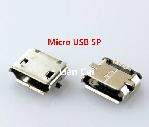 100Pcs Micro Usb 5P,5-Pin Micro Usb Jack,5Pins Micro Usb Connector Tail Opladen Socket