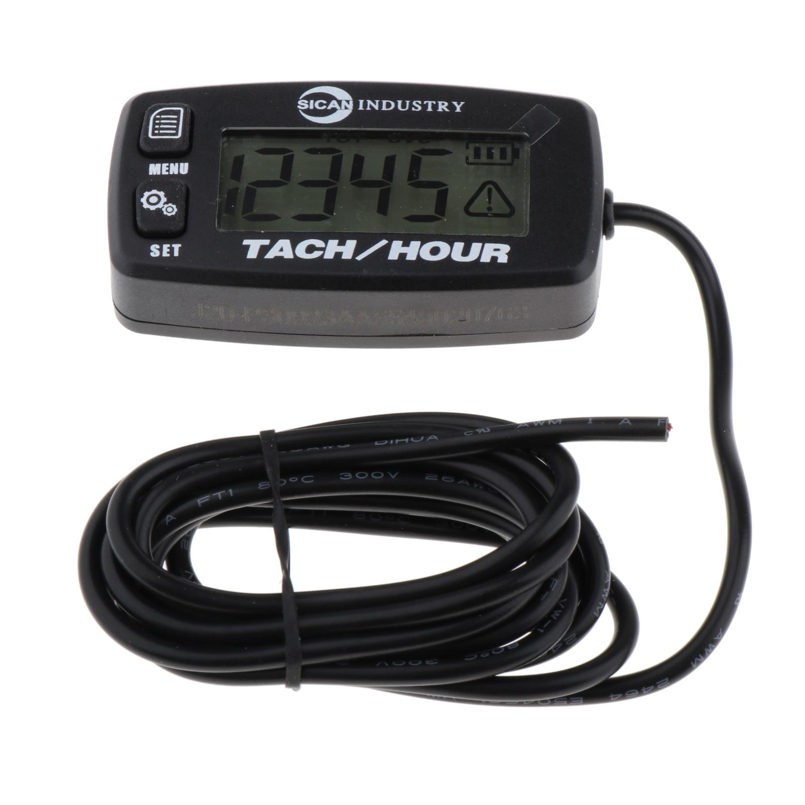 High Precision Backlit Digital Tach Hour Meter Tachometer for 2/4 Stroke Engine