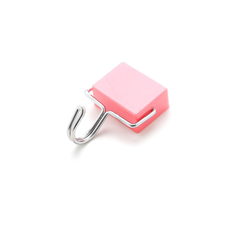 1 PCS Magnetic hooks Rugged mini heavy-duty hanger key rack locker wall rack hook for home kitchen refrigerator hook: Pink