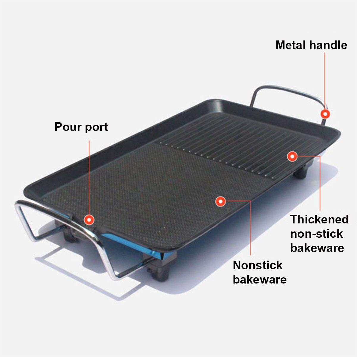 1500W Household Electric BBQ Grill Smokeless Non-Stick Barbecue Machine Grilled Meat Pan Electric Baking Hotplate Teppanyaki