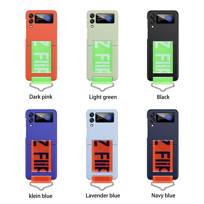 Case for Samsung Galaxy Z Flip 3 5G Zflip3 Hand Strap Phone Case Silicone Shockproof Protective Cover with Ring for Z Flip3 Z3