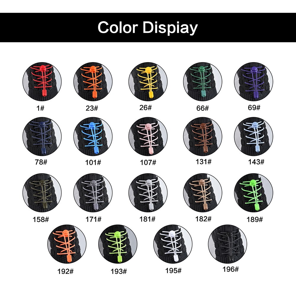 Cordones elásticos para zapatillas, cordones elásticos para zapato que No se ata, cierre de estiramiento, cordones para perezosos de goma rápida, 23 colores,: Default Title