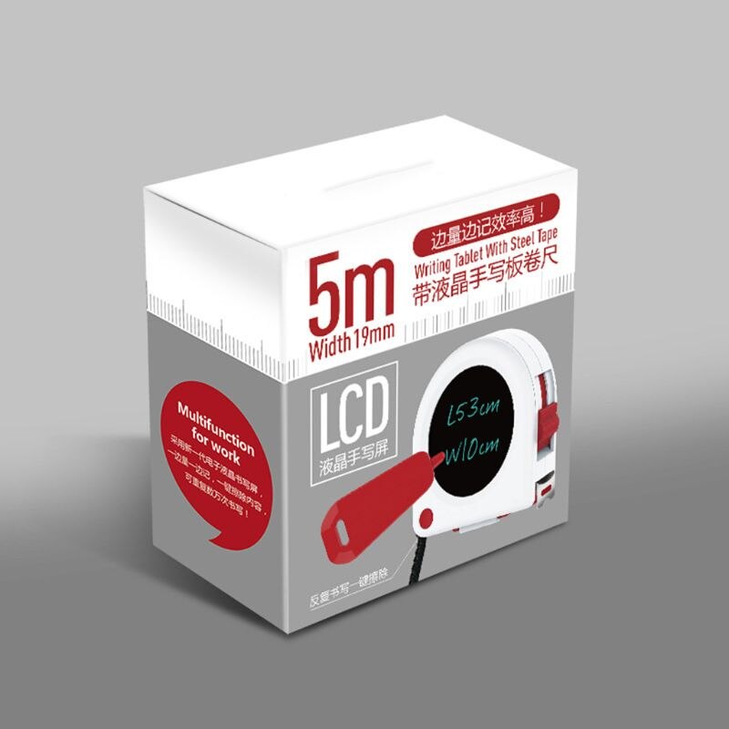 5m/16ft Tape Measure with LCD Writing Tablet Drawing Board for Construction/Carpenter/DIY Measurement