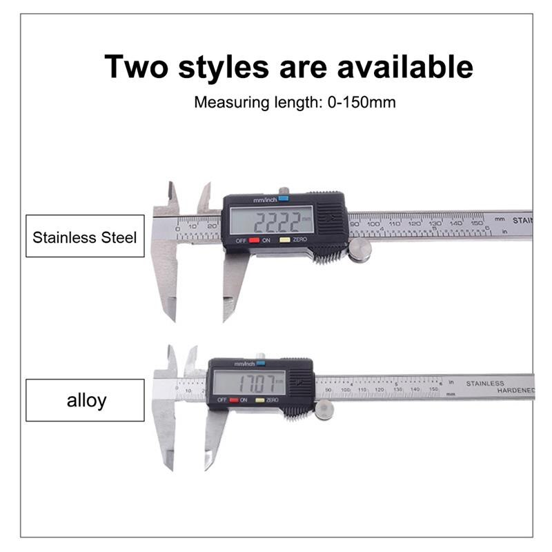 Digital Display Vernier Caliper Micrometer 150mm Accurate Ruler Exterior Interior Depth Measuring Tool Measurement Instrument
