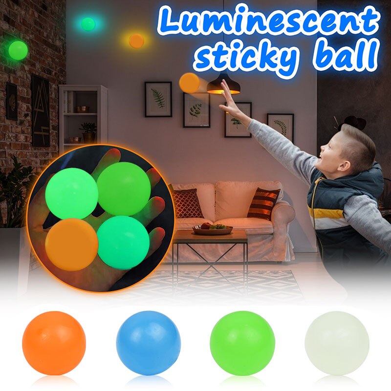 Boule lumineuse de couleur haute élastique, jouet qui brille dans la nuit, décoration de la maison, pour enfants