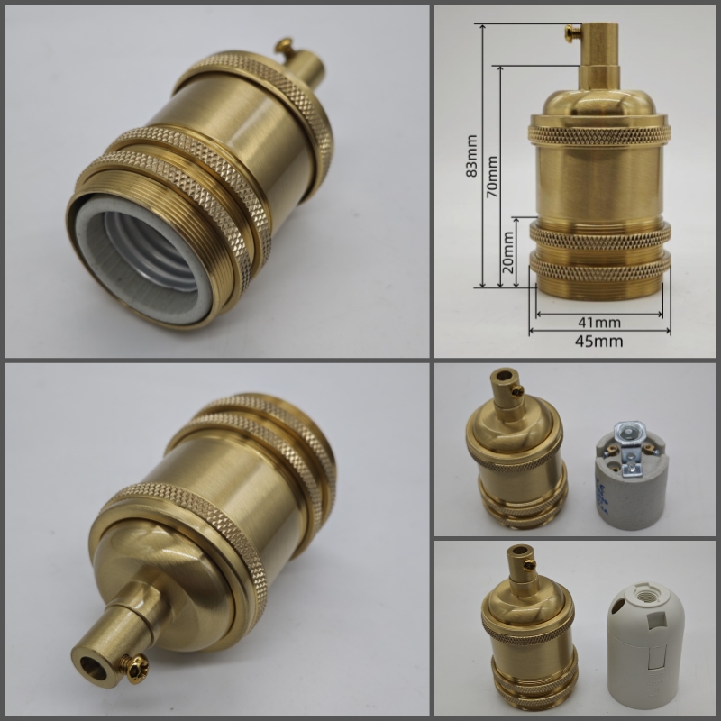 Edison DIY lamp holder for shade Pure brass material vintage threaded Socket Bulb Fitting E27 UL/CE lighting copper base: Blue / 2G7