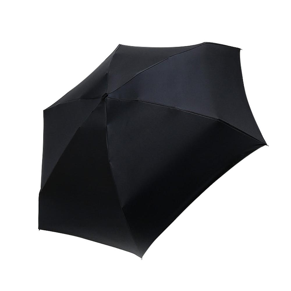 Flad letvægts paraply parasol let lommepose foldbar sol mini paraply  #3 b 22: Sort