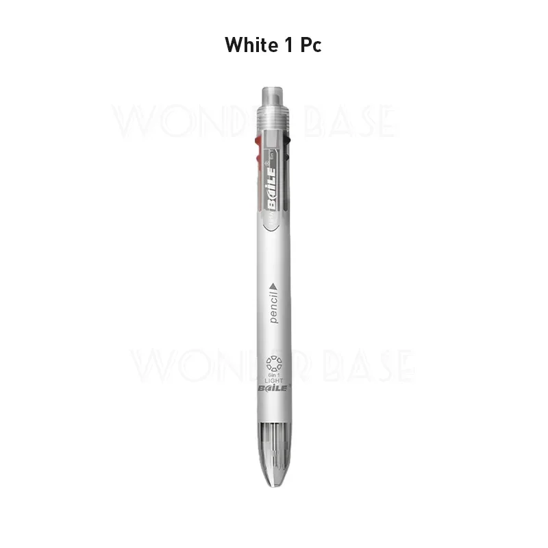 Flerfarget 6 in 1 kulepenn med påfyll stifte 5 farger rullekulepenn og 1 blyantstift multifunksjonspenn: Gul