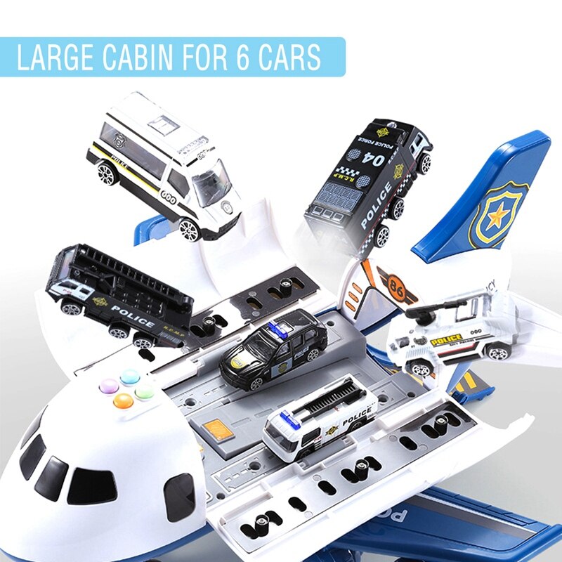 Kinderen Speelgoed Vliegtuigen Jongen Baby Oversized Muziek Track Inertie Speelgoed Auto Vliegtuig Passagier Model Grote Opslagruimte, Lichtblauw