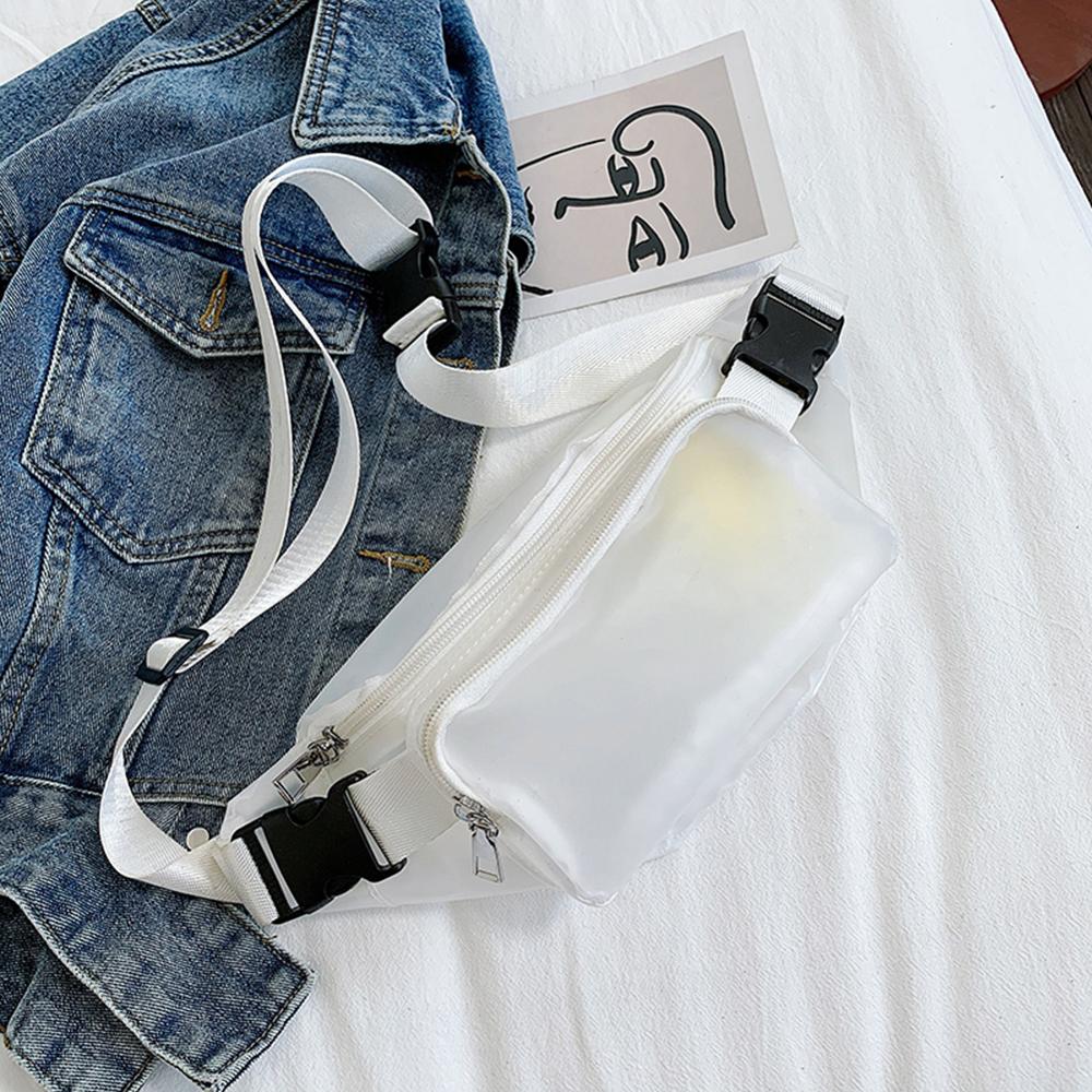 Midjeveske kvinner enkel gjennomsiktig lomme vill budbringer brystveske sekk ceinture banan cantasi fanny pakker