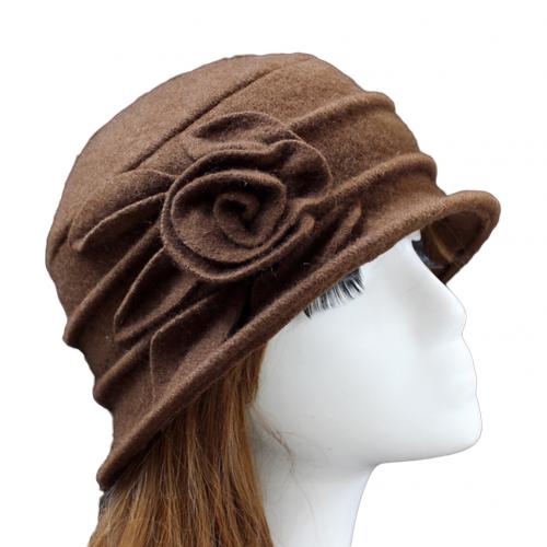 Gorro de lana con campana para iglesia para mujer, gorro de pescador con estampado de flores para invierno
