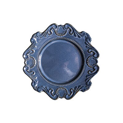 Kreative Barock Keramik Geschirr Gericht Westlichen Lebensmittel Erzähler Salat Schüssel Suppe Schüssel Weiß Glasur Geprägt Juni Teng Serie: TZ-233A60 Blau