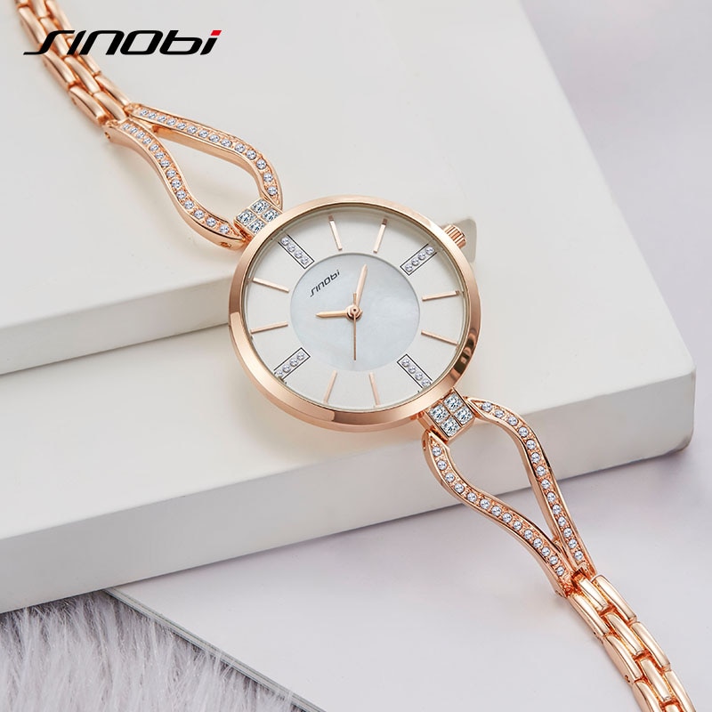 SINOBI Luxe Vrouwen Horloges Diamanten Armband Horloge Vrouwen Elegante Dames Meisjes Quartz Horloge Vrouwelijke Jurk Horloges