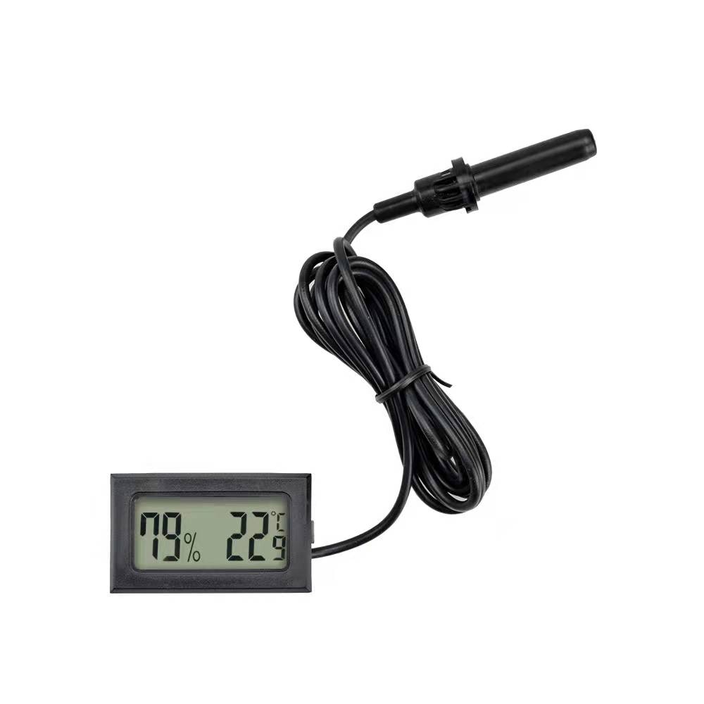 Mini Digital LCD Indoor Outdoor Convenient Temperature Sensor Humidity Meter Thermometer Hygrometer Gauge With Instruments Probe: black with probe