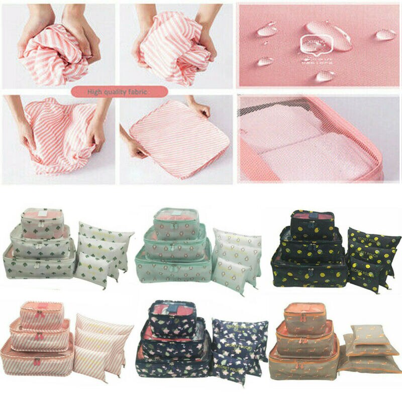 Unisex 6pcs Stampa Sacchetto di Immagazzinaggio di Corsa Vestiti Biancheria Intima Cosmetici di Cortesia di Imballaggio Imballaggio Cubi Risparmio di Spazio Dei Bagagli Del Sacchetto