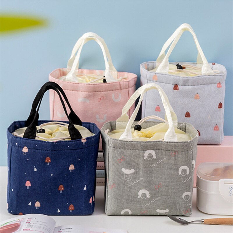 Cartoon Printing Insulation Lunch Bag Food Thermal Waterproof Handbag Student Office Worker Portable High-Capacity Storage Tote
