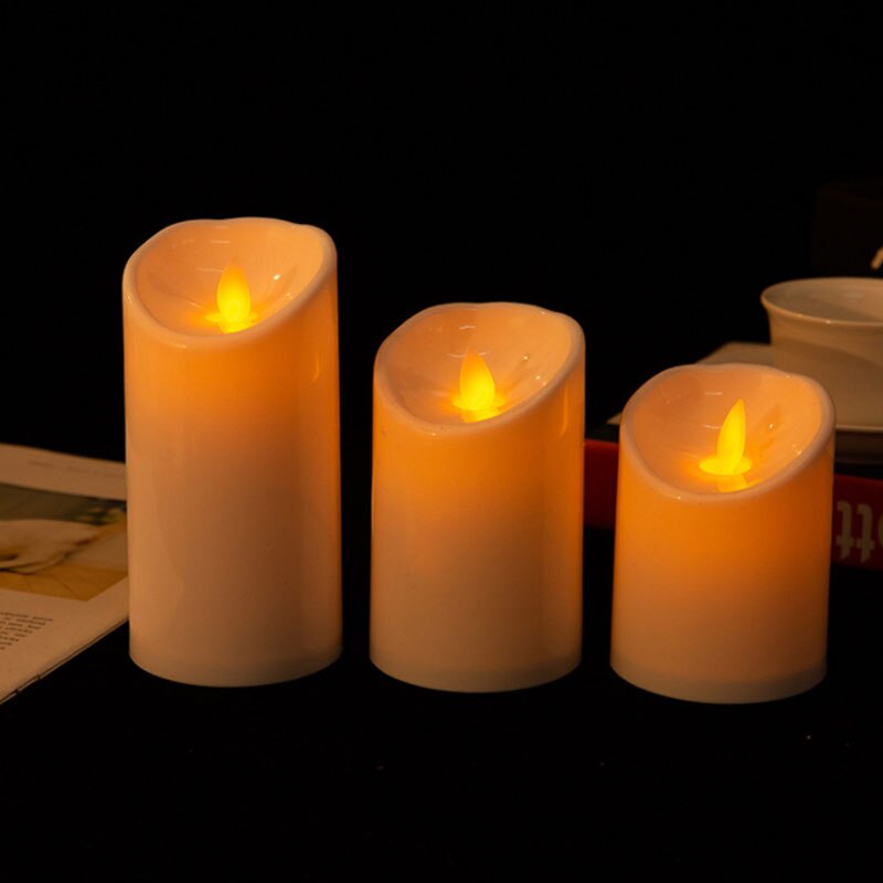 Pack of 3 Remote Control Moving Wick LED Flameless Candles , Flickering Battery Operated Pillar Candles With Realistic Flame