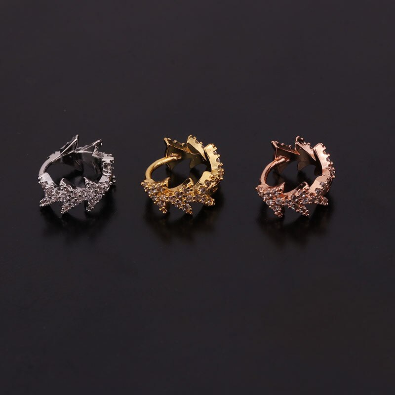 1Pc Stainless Steel Snake Cartilage Earrings Earrings Helix Cartilage Earring Piercing Jewelry Women: WHITE / ROSE GOLD COLOR