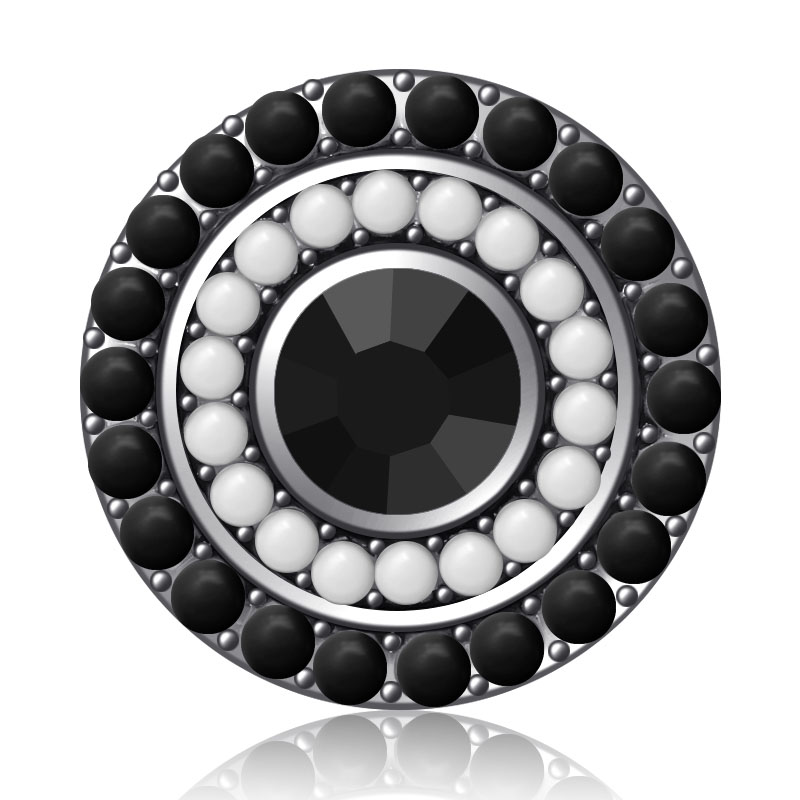 KZ3564 Beauty Ronde Kralen Cirkels Strass Kleurrijke 18Mm Snap Knoppen Fit 18Mm Snap Armband Snap Sieraden: black