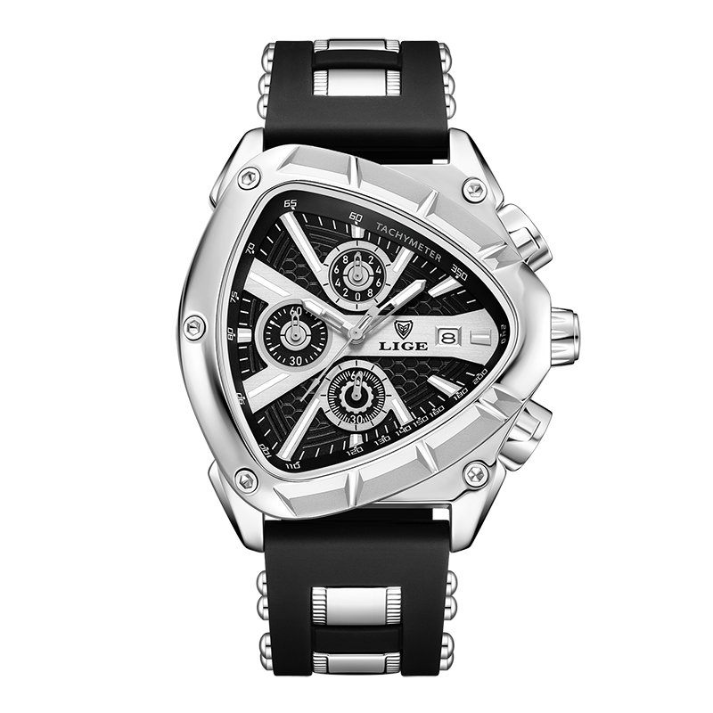 Reloj LIGE Original de lujo para hombre, relojes de pulsera deportivos impermeables de cuarzo para hombre, relojes de pulsera de negocios con esfera grande, reloj Masculino + caja: Café