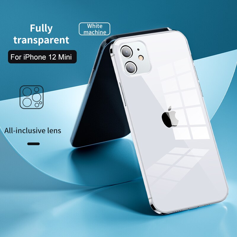 IHaitun-funda de cristal de lujo para iPhone 12 Pro Max, cubierta de cristal transparente ultrafina para iPhone 12Pro 12 Mini, borde suave: Transparent / For iPhone 12 Mini