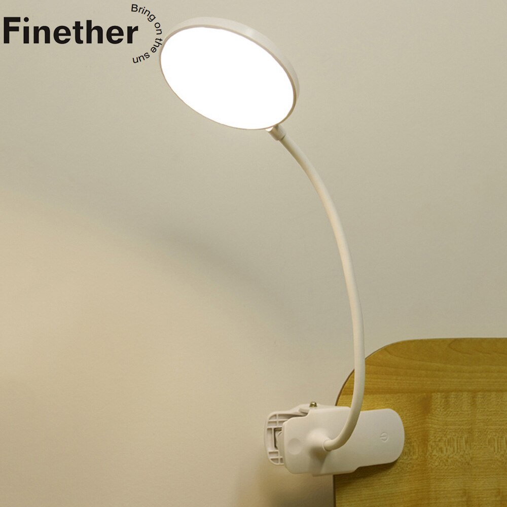Finether USB Oplaadbare Led Clip Tafellamp 360 ° Verstelbare 3 Licht Modi Touch Control Bureau Lampen voor Lezen Thuis