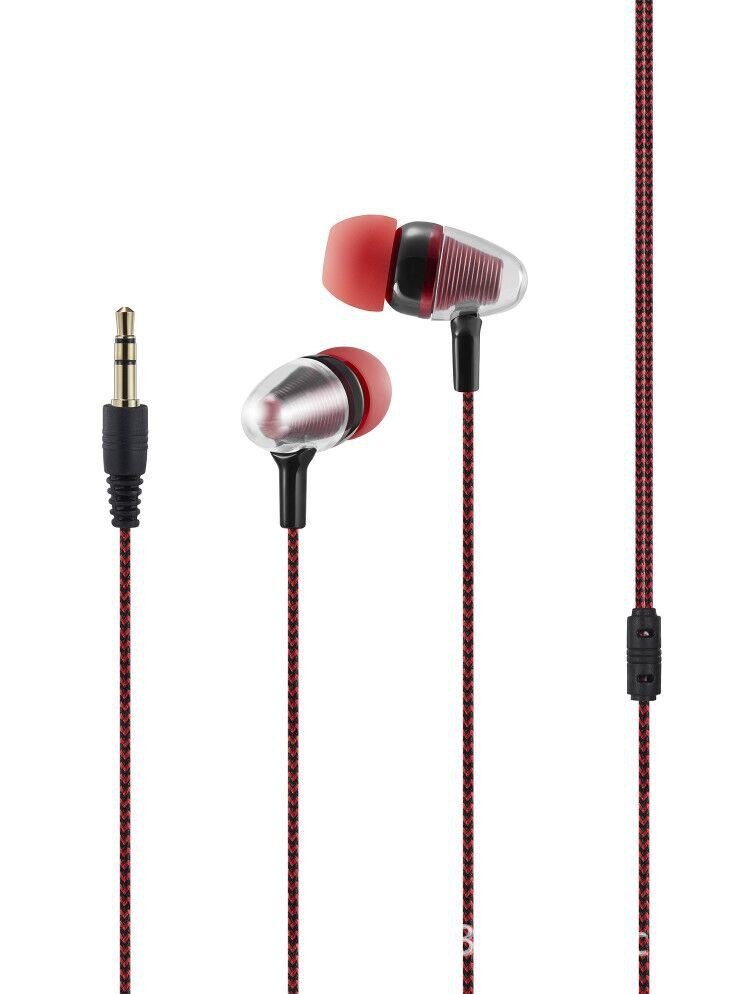 Kabelgewicht für subwoofer-kopfhörer, in-ear-kopfhörer mit geflochtenem kabel, weizendraht-ohrstöpsel für smartphones und android-handys: Rot