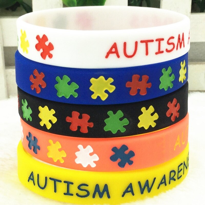 Autism Awareness Bracelets Awareness Creates Change Silicone Wristband Blue 1Pc