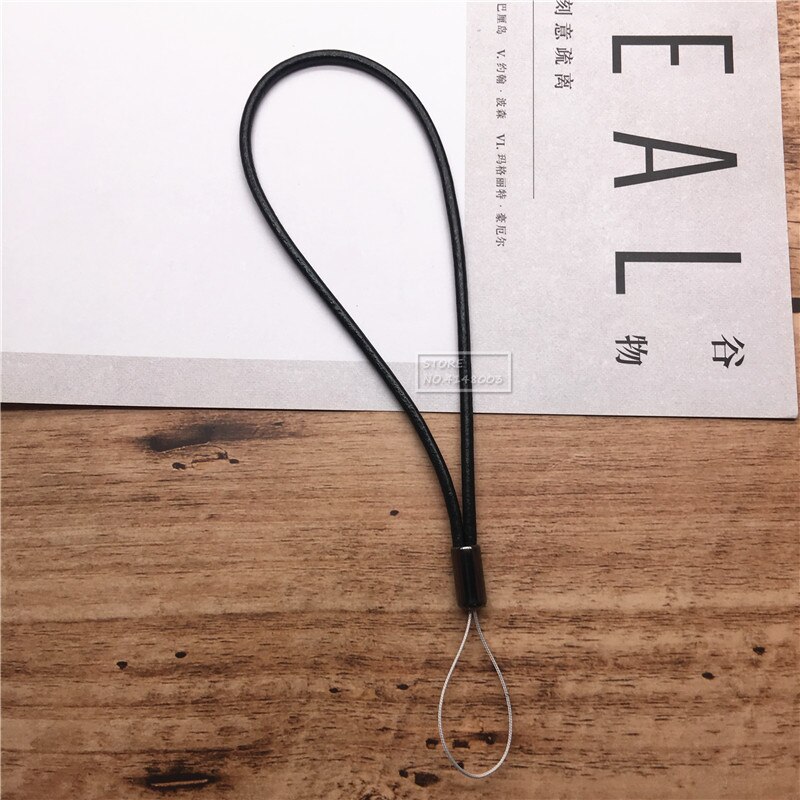 Leacther Lanyard-Vintage Leather Key Chain with Lanyard Mobile Phone Straps Strap Wrist Rope Phone for USB Flash Drives Keys: black 15cm