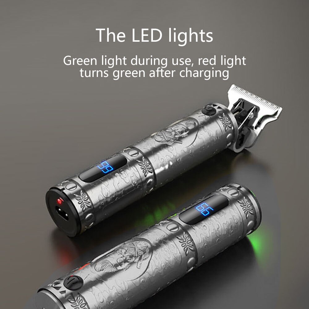 1 set Portable Hair Clipper Rechargeable Retro Oil Hair Trimmer Electric Metal Hair Clipper Efficient Carved Shape Haircut